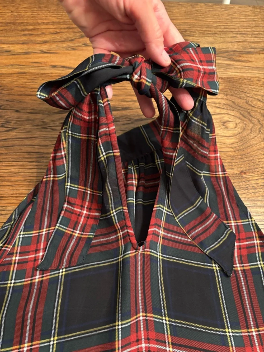 J.Crew Plaid Halter Tie-Neck Size 6 Red & Black Tartan Sleeveless Holiday Top